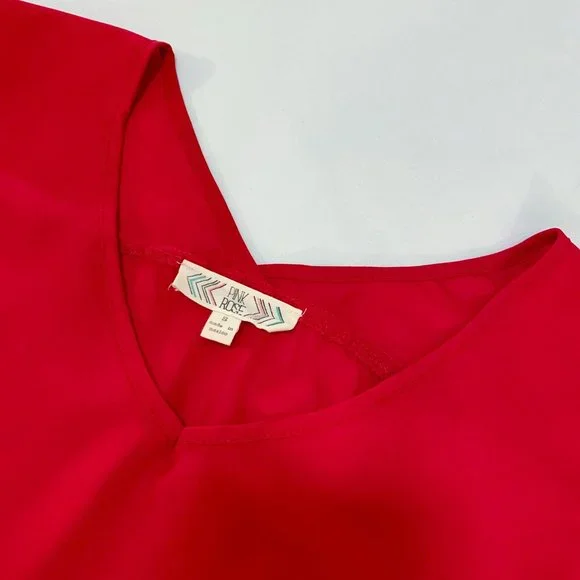 Pink Rose | Lightweight Short Sleeve Top | Red | Small - Picture 3 of 6